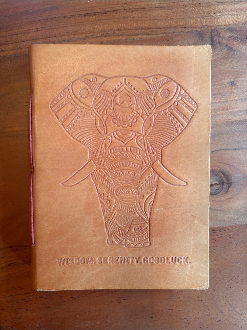 Embossed Elephant Leather Journal - Tan